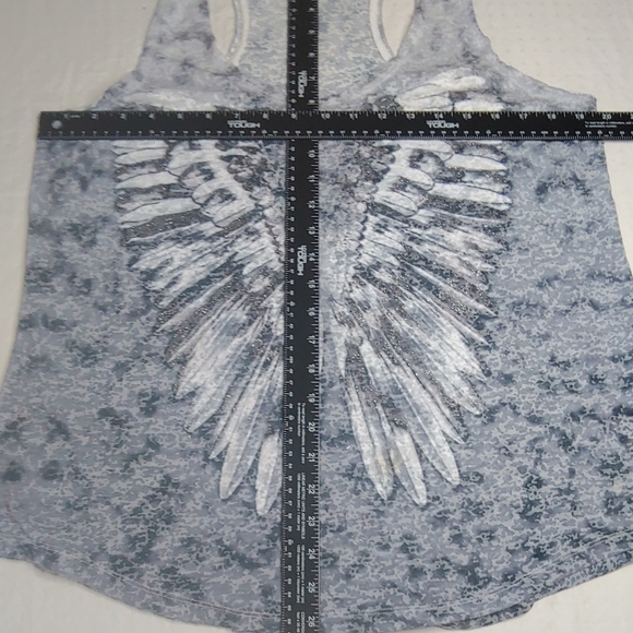 Rock & Republic B&W Feather Design Bling Tank - Beautiful! Large - Picture 4 of 7
